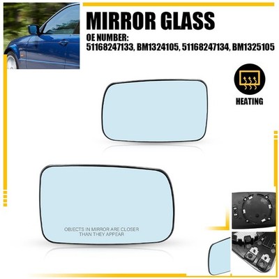 2X LH & RH Mirror Glass Heated Fits BMW 323Ci M 745Li 760i 745i Base Blue Tinted