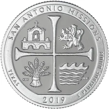2019 S San Antonio Missions Park 99.9% Silver Quarter ATB Gem Proof DCam