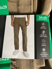 Weatherproof Weather Flex Flat Front Mens Pants Regular Fit 38x29 Zip Pocket