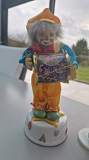 Automate Clown musicien sur socle porcelaine Boite a musique en fonctionnement