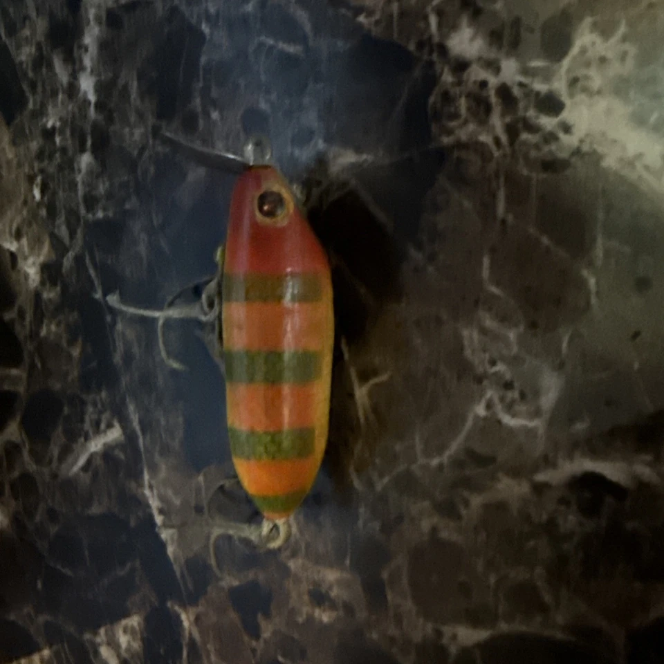 Semilla punkinseed Heddon de madera vintage (original anterior a 1950) - color “tigre” o “perca” Foto 3 de 3