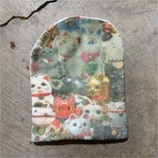 Maneki-neko Lucky Cat Multicolor Graphic Prin...
