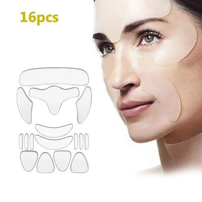 16pcs Reusable Silicone Anti Wrinkle Pad Patches Smoothing Wrinkle For Face Eye