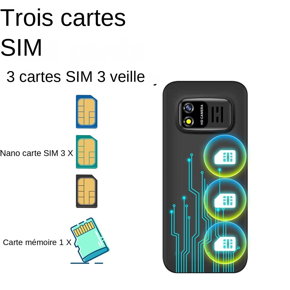Mini Smartphone Bluetooth Triple Sim et Lecteur de Carte TF - 3