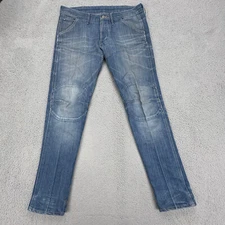 G Star Raw Jeans Adult 32 x 32 Bike 3D Low Tapered Medium Wash Denim Double Knee