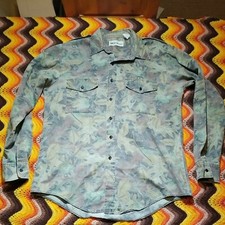 Vintage Gander Mountain Kelly Cooper Canvas Camo Button Up Made In USA Large 24"