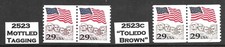 Pairs Scott #2523, 2523c "Toledo Brown", 29c Flag over Mount Rushmore, Mint, NH,