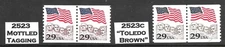 Pairs Scott #2523, 2523c "Toledo Brown", 29c Flag over Mount Rushmore, Mint, NH,
