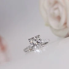 2.50 Ct Certified Off White Diamond 925 Silver Ring, Great Shine & Luster