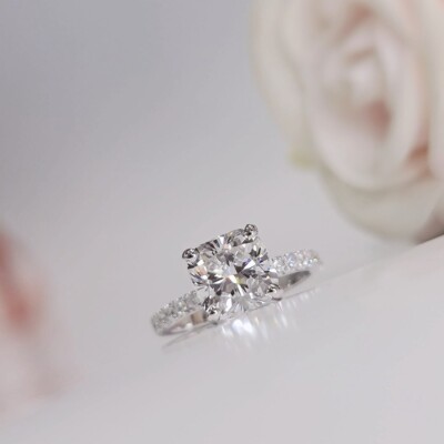2.50 Ct Certified Off White Diamond 925 Silver Ring, Great Shine & Luster