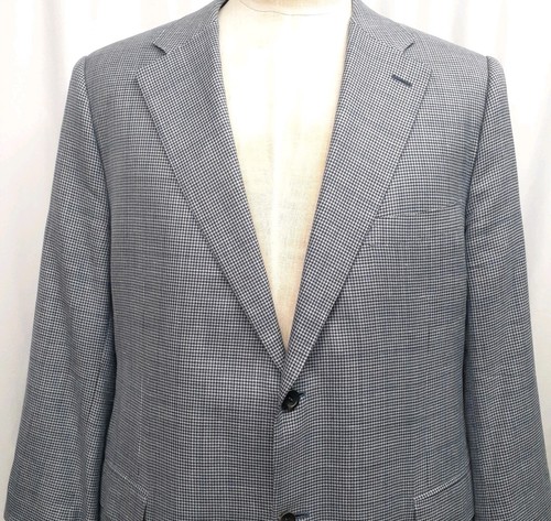 Canali Gray US 48 EU 62 R Houndstooth Wool Silk Linen Blazer Sport Coat Jacket