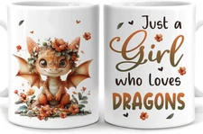 Hyturtle Cute Dragon Coffee Mug - Gift For Dragon Lover - Just A Girl 11oz Mug