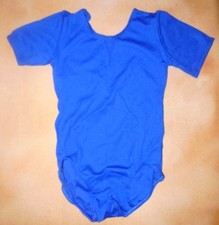 New Short Sleeve DARK Royal Blue Dance Leotard Classic Nylon Intermediate Girls