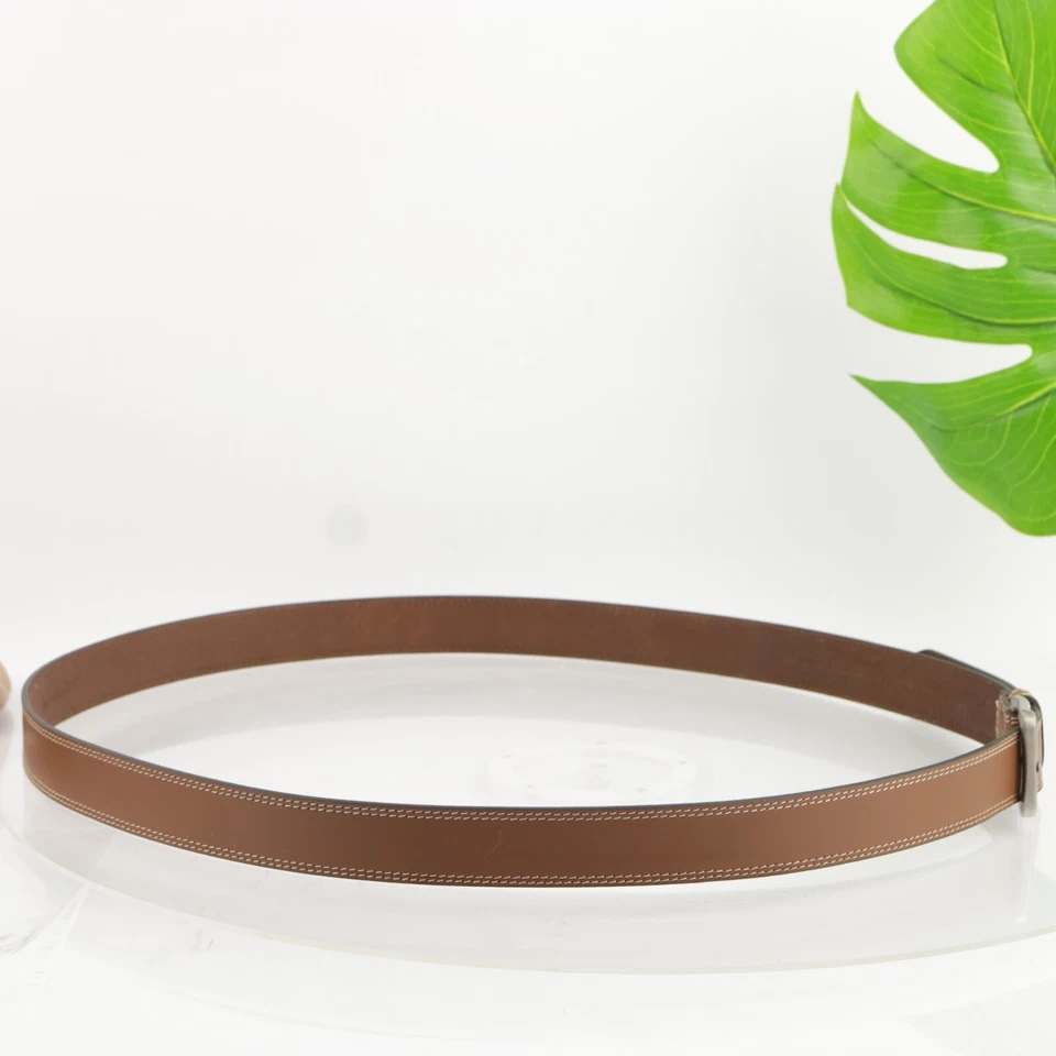 Timberland Hombres Cinturón Talla 56 4XL Cuero Marrón Tostado Doble Costura Informal Trabajo Foto 4 de 4