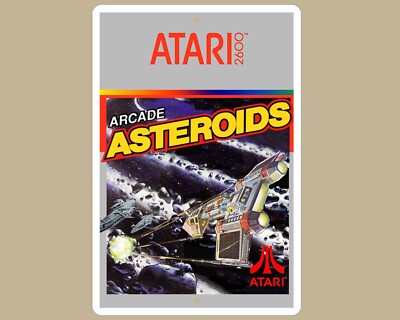 Retro Atari 2600 Arcade Asteroids Aluminum Reproduction Game Sign, 8X12