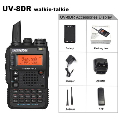 NEW Walkie Talkie UV-8DR 5W 128CH FM Tri Band VHF/UHF Two Way Ham Radio ...