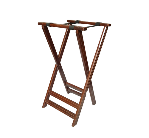 Vintage Wooden Folding Luggage Suitcase Rack Stand Canvas Straps Wood - Nice!! - Picture 2 of 3