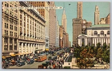 Postcard Forty Second Street, East of 6th Avenue NYC linen P131