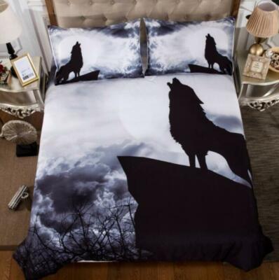 3D Forest Wolf ZHUA1066 Bed Pillowcases Quilt Duvet Cover Set Queen King Zoe