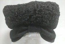 Vintage Ladies Black Hat No Labels Stretchy Knit Band Quilted Inside Furry Look