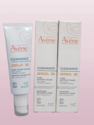 AVENE CLEANANCE SPF 30 MATTIFYING SUNSCREEN LOTION 1.7 OZ BOXED LOT OF 2