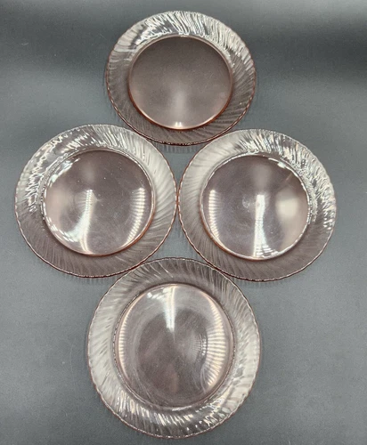 Vintage Pink Depression Glass Salad Dessert Plates  7.5 Inch Set of 4