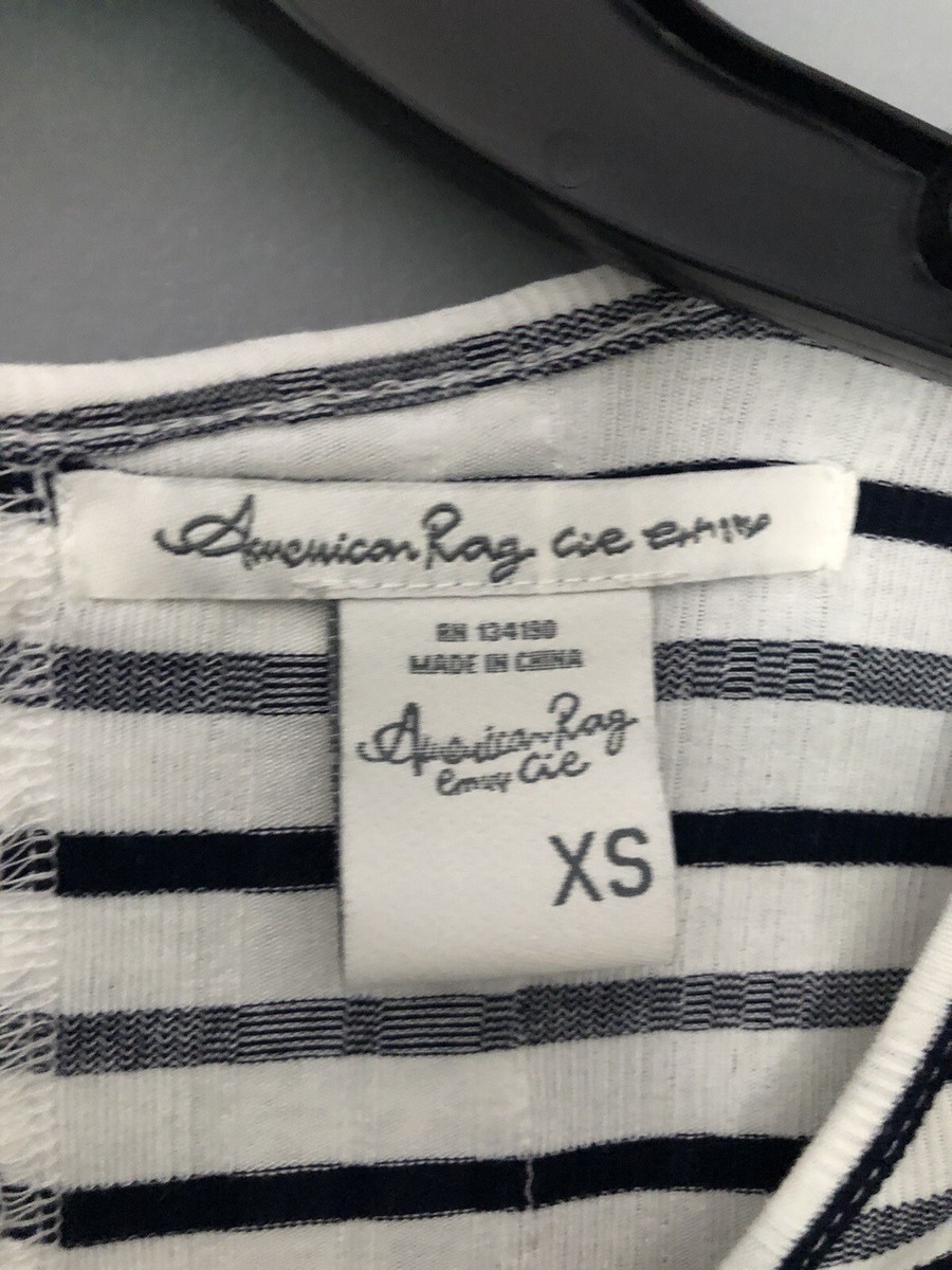 American Rag Cie XS Long Sleeve White Black Striped Shirt American Rag Cie XS Long Sleeve White Black Striped Shirt
