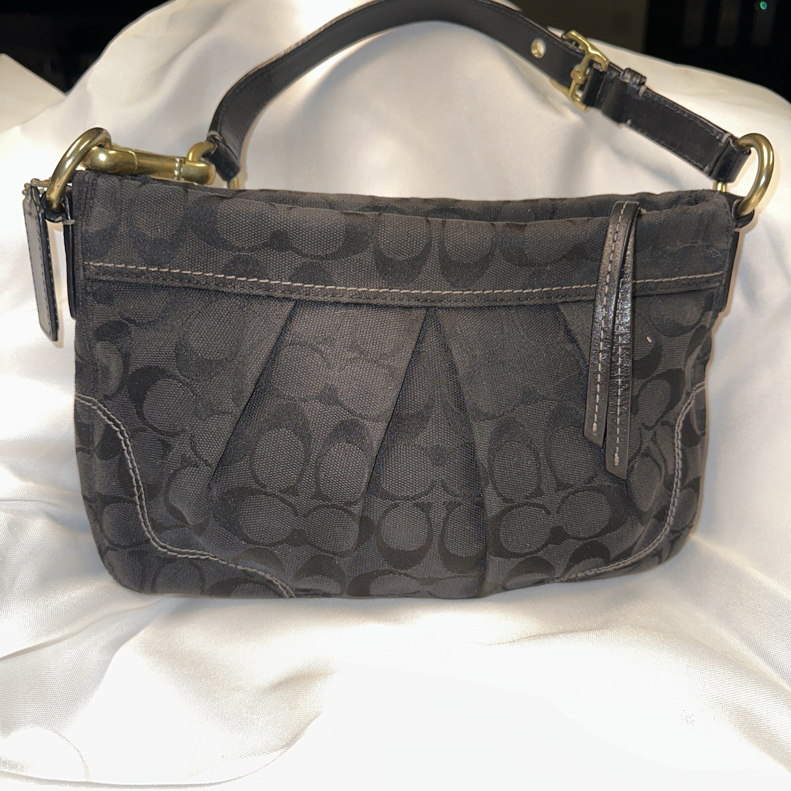 Coach Canvas Leather Signature Black Satchel Gem