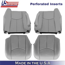 2003-2006 Fits Cadillac Escalade Genuine Leather Front Seat Covers Pewter Gray