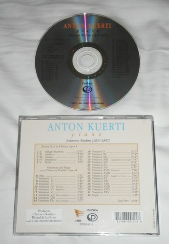 BRAHMS: Sonata No. 3 - Handel Variations SIGNED CD 1997 ProPiano ANTON KUERTI - Picture 2 of 3