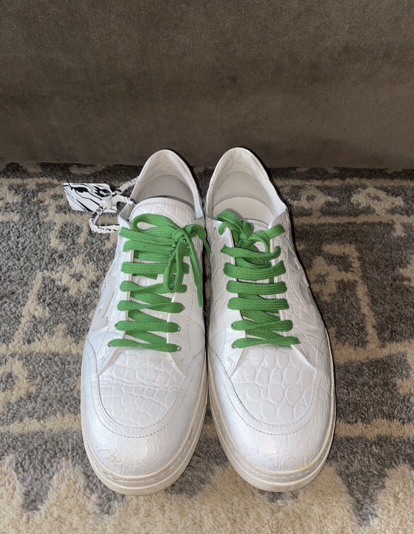 Off White Crocodile Embossed Sneaker - image 2