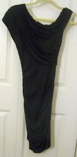 Rachel Roy Black Draped Neck Ruched Side Bodycon Little Black Dress Size XS