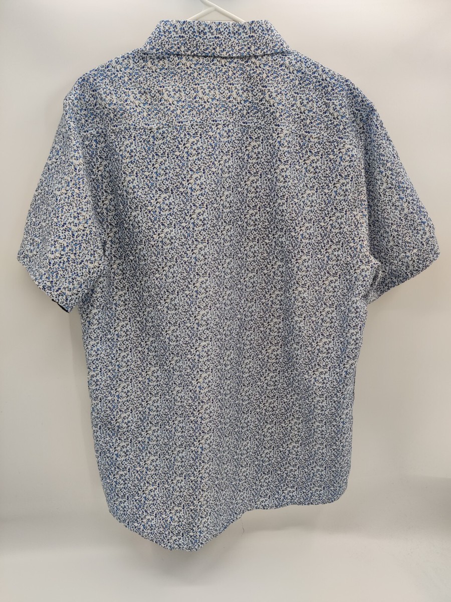 Silver Stone Collection Modern Fit Blue Floral Short Sleeve