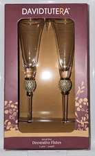 Jewel Ball Gold Rim 2 Champane Flutes Rhinestone Pier One David Tutera Wedding