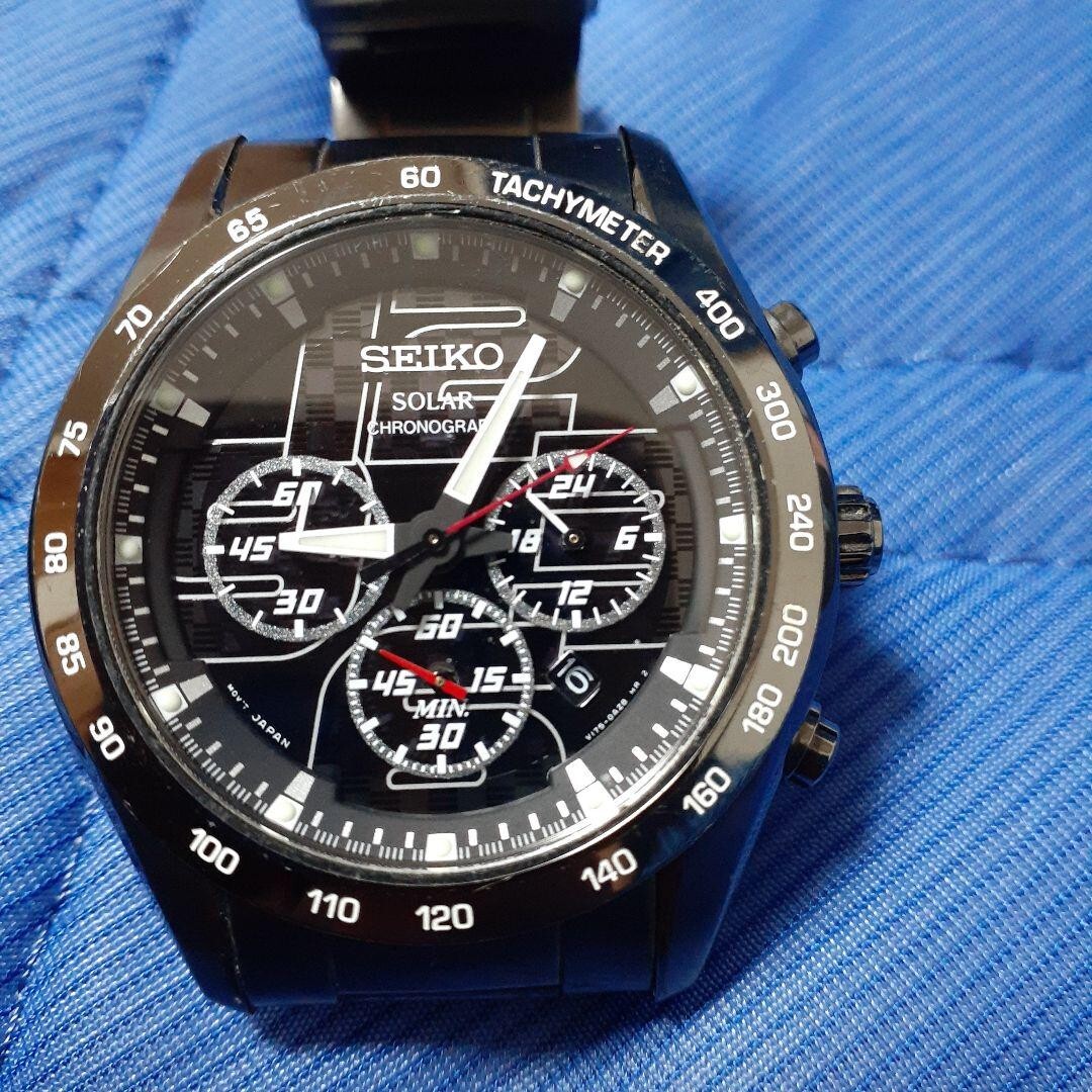 SEIKOセイコーSOLARソーラー腕時計V175-0AN0クロノグラフシルバー SEIKOセイコーSOLARソーラー腕時計V175-0AN0クロノグラフシルバー