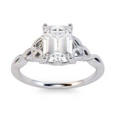 2.00 Ct Emerald Cut Lab Created Diamond Engagement Wedding Ring 14K White Gold