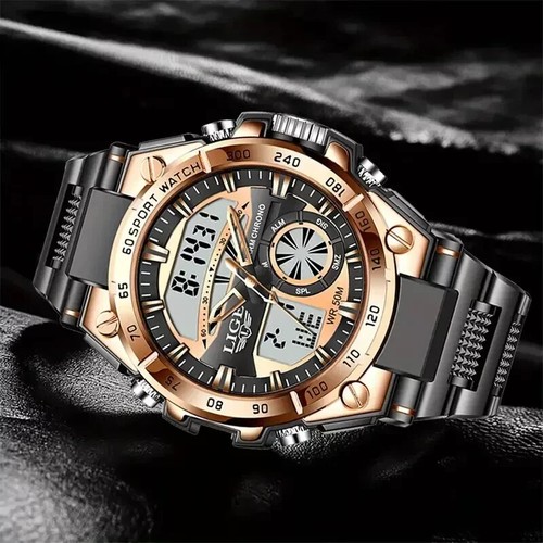 LIGE Men's Military-Style Digital Watch - 1968.5inch Water Resistant, LED Displa - Picture 2 of 9