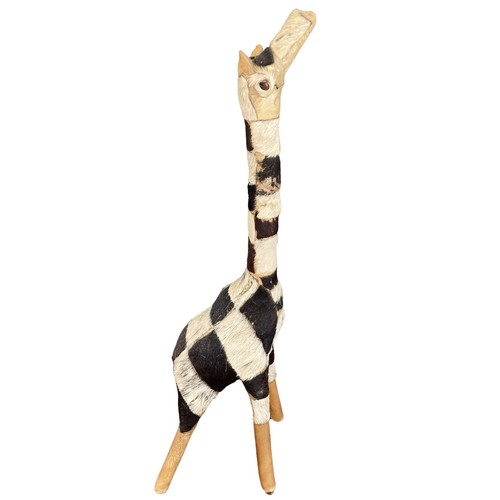 Vintage Mid Century Modern Giraffe Wood Sculpture Handmade 13 in Tall Decor - 第 1/8 張圖片