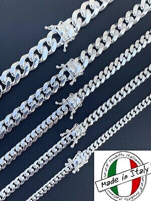 Real Miami Cuban Link Chain Or Bracelet Solid 925 Sterling Silver Box Lock  ITALY | eBay