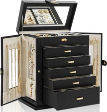 Jewelry Box 360° Rotating 6-Tier Functional Jewelry Storage Case Organizer for W