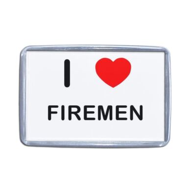 Firemen I Love Heart Plastic Fridge Magnet (S, M, L, XL)