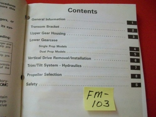 1998 OMC STERN DRIVES-VERTICAL DRIVE/TRANSOM BRACKET "BY" SERIES SERVICE MANUAL - Picture 2 of 8