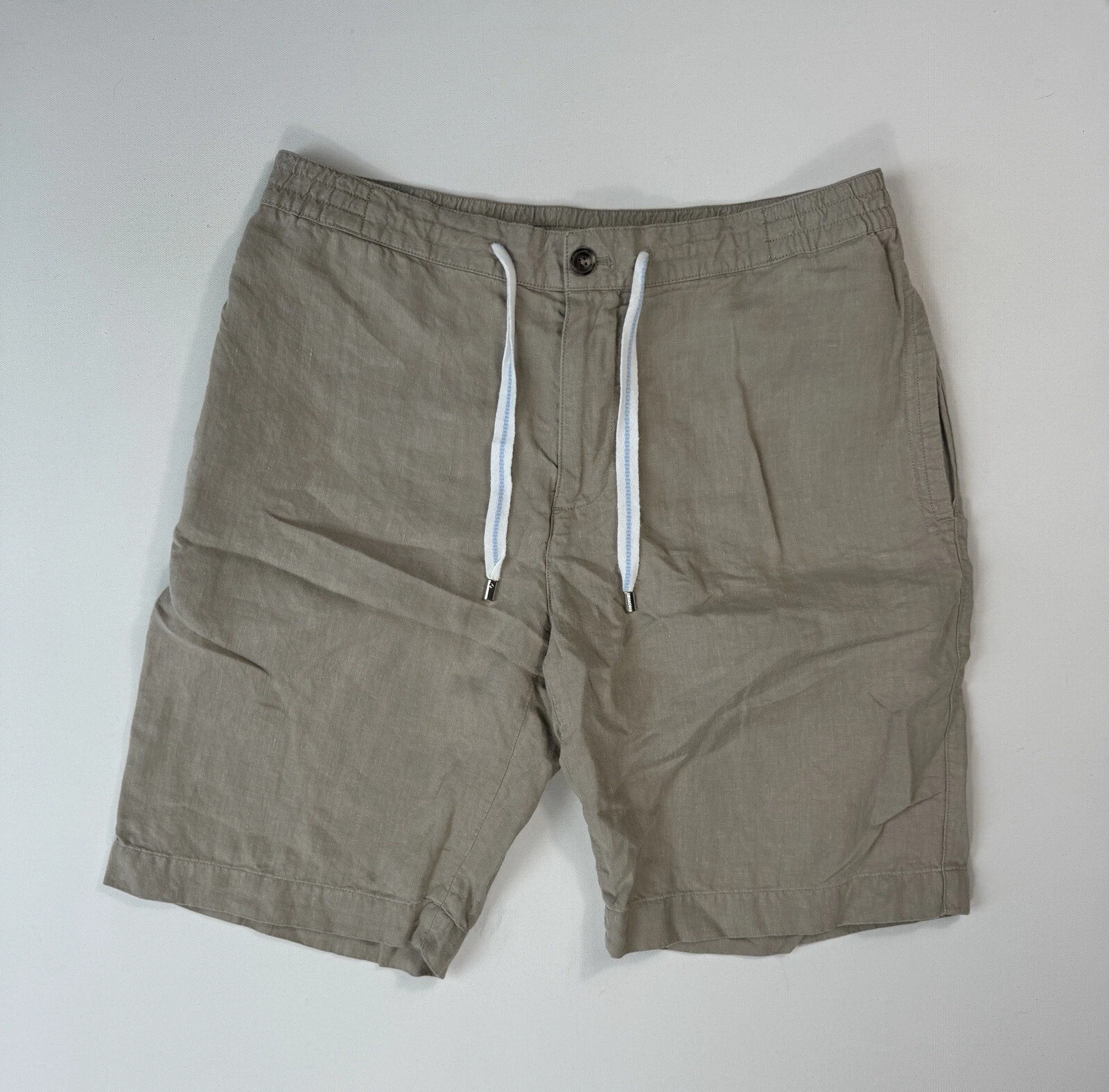 Faconnable Azur Mens 100% Linen Shorts Size 34x10 Drawstring Surfer Beach