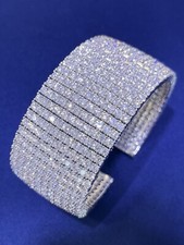 18kt White Gold 47.47CT 11 Row Diamond Classic Multi-Row Tennis Bangle Bracelet