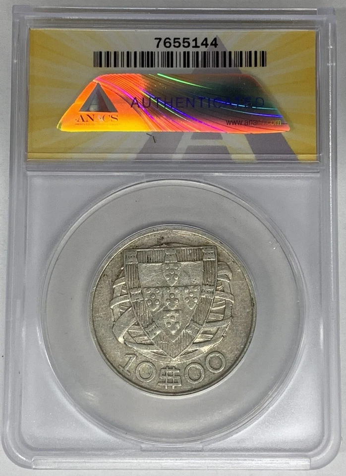 1932 Portugal 10 Escudos Coin ANACS VF 30 W8 - Image 2 of 2