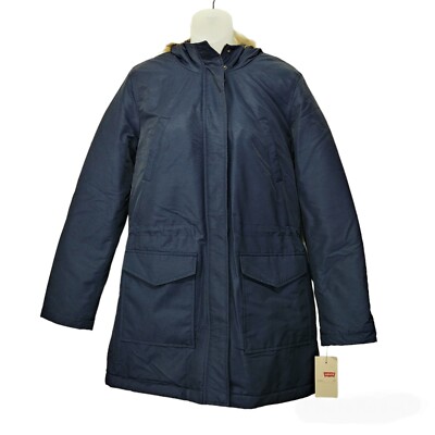 Levi's Coated Cotton Parka with Sherpa and Faux Fur Hood Size Medium