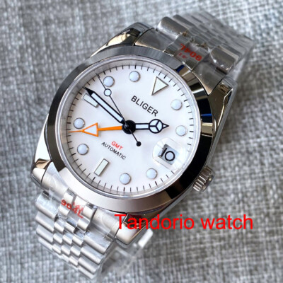 36/39mm Bliger White Dial Polished Case Date Automatic Mens Watch Sapphire Glass