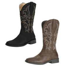 Brown Black Cowboy Boots Cowgirl Boots Western Boots Country Boots Square Toe
