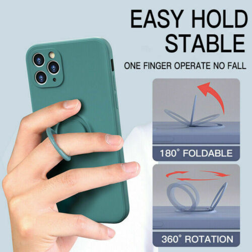 For iPhone Liquid Silicone Case With Finger Ring Holder Stand Shockproof Cover - Picture 6 of 44