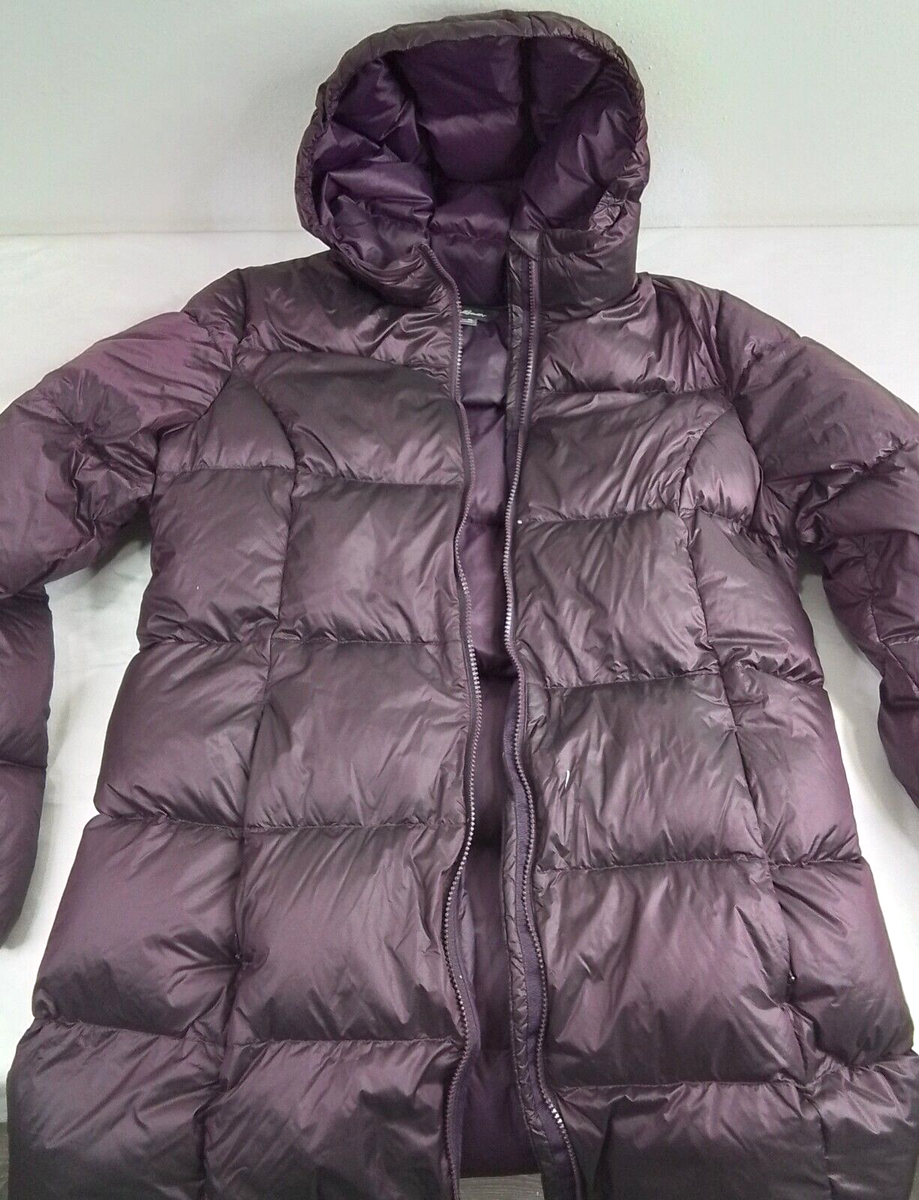 Eddie Bauer Down Jacket Women's XL Purple Parka Hooded Full Zip